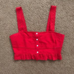 NWOT Red Cropped Button Camisole